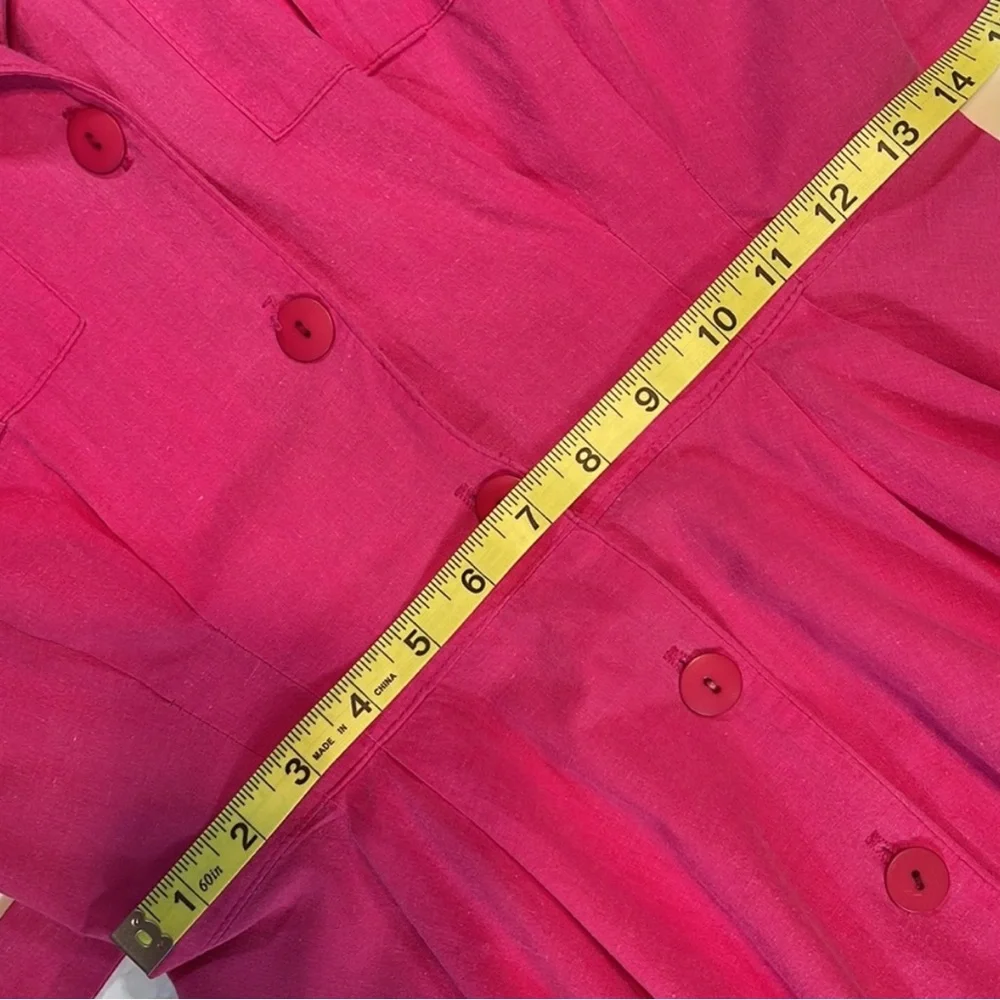 Authentic 80s Byer Too Raspberry Pink Belted Shirtdress with Full Circle Skirt - Picture 9 of 11